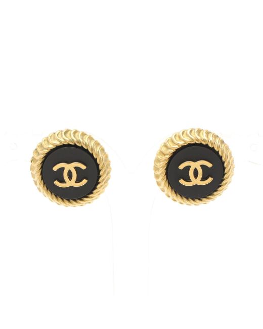 Chanel Metallic Coco Mark Earrings Gp 95c