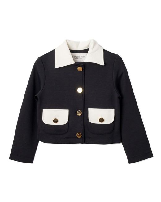Viktor & Rolf Blue Cropped Jacket With Contrasting Collar