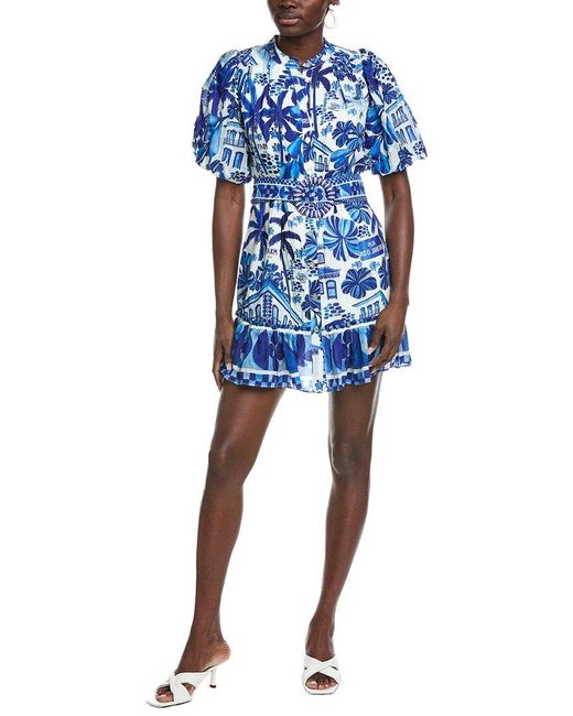ganni blue tiered dress Latina Scarf Black Mini Dress by Farm Rio main image 1