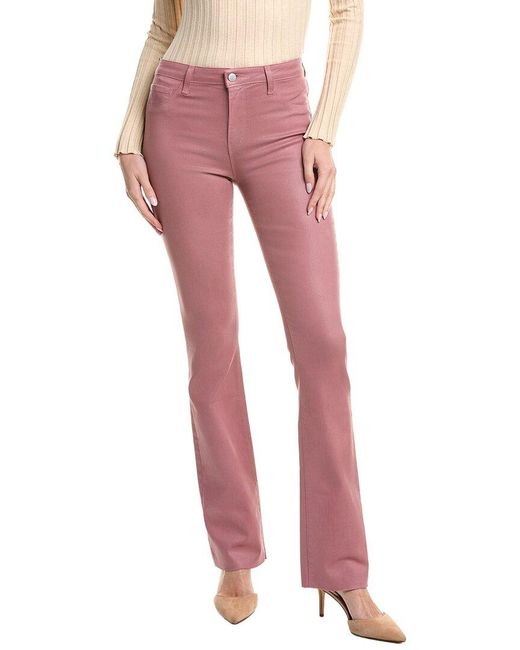 L'Agence Pink Ruth High-Rise Straight Raw Hem Jean