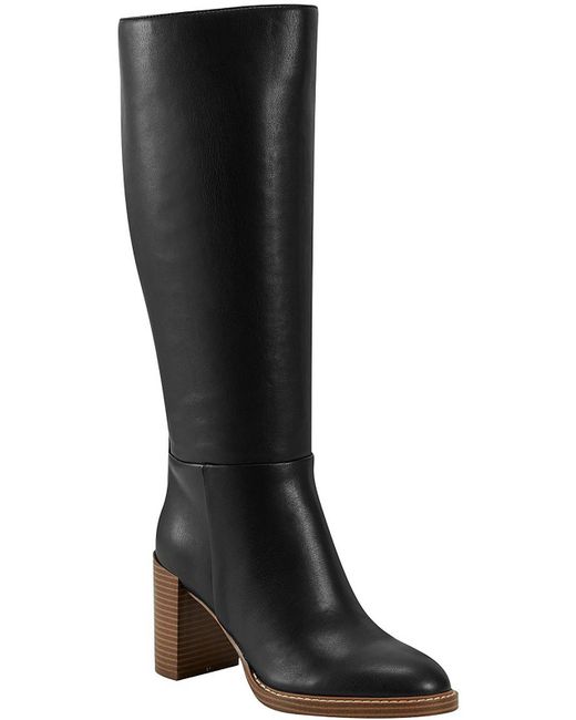 Marc Fisher Black Gabey 3 Faux Leather Wide Calf Knee-high Boots