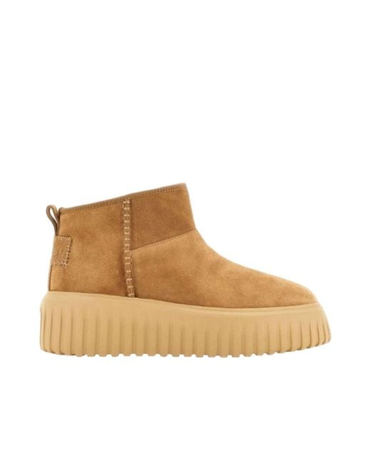 Hogan Brown Smooth Suede Ankle Boots