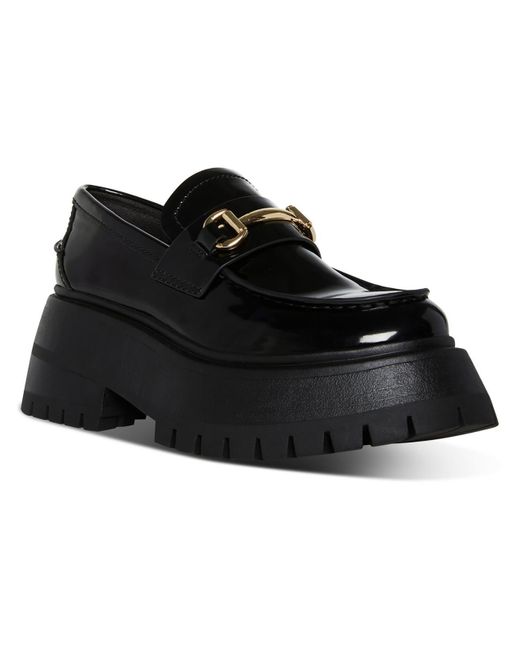 Madden Girl Black Privy-b Patent Slip On Loafer Heels