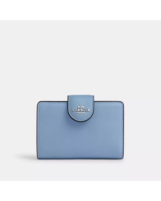 COACH Blue Medium Corner Zip Wallet