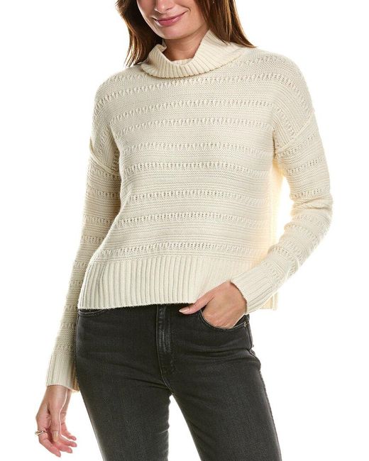 Forte Natural Crop Textured Mock Neck Wool & Cashmere-Blend Sweater