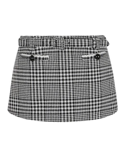 Self-Portrait Houndstooth Mini Skirt in Black | Lyst