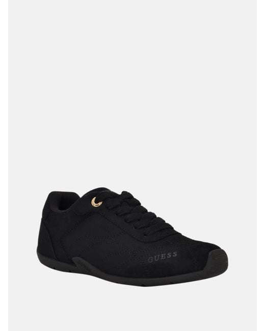 Guess Black Silvina Suede Racer Low-Top Sneakers