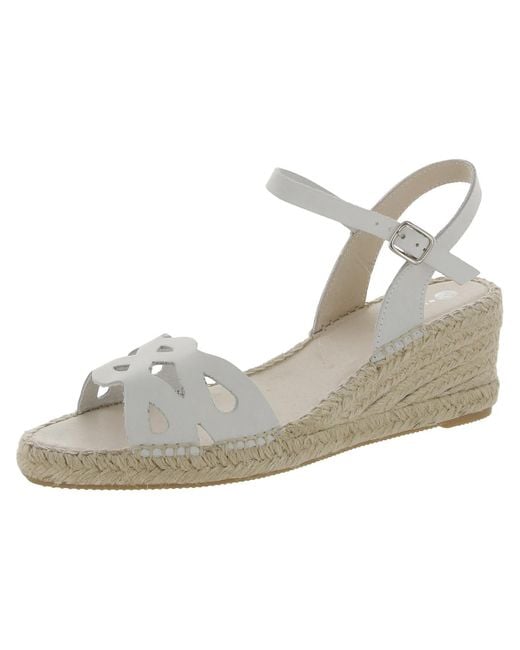 Eric Michael Ruby Leather Ankle Strap Espadrilles in Natural | Lyst