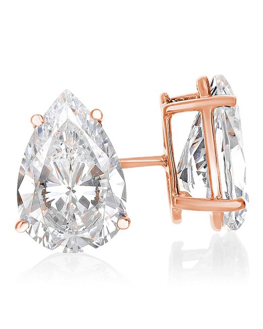 SSELECTS White 14K Pear Shape Studs 6 Carat Tdw