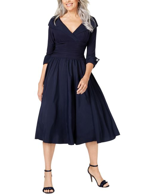 Jessica Howard Plus Taffeta Portrait Collar Cocktail Dress in Blue Lyst