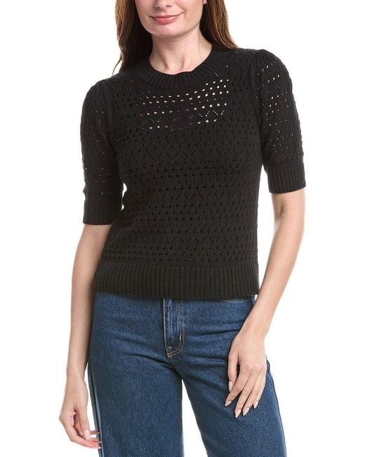 Isla Black Aurelie Pointelle Top