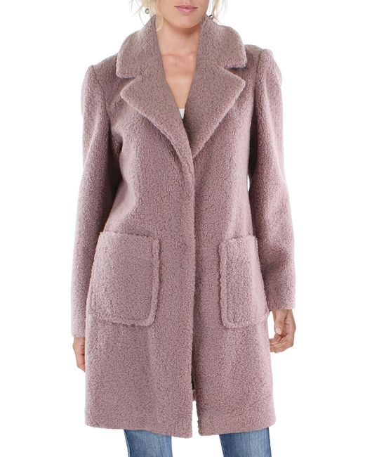 French Connection Purple Faux Fur Long Teddy Coat