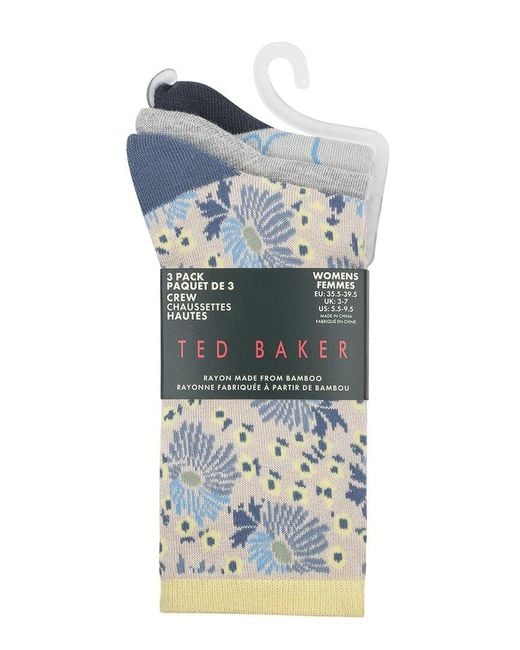 Ted Baker Blue Set Of 3 Crew Sock