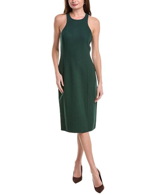 Michael Kors Green Racerback Wool-Blend Sheath Dress