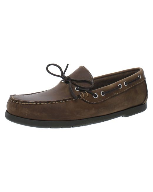 L.L. Bean Brown Camp Mocs Leather Slip On Boat Shoes for men