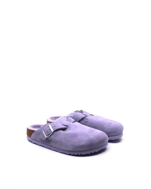 Birkenstock Boston Shearling Narrow Sandals In Purple Fog