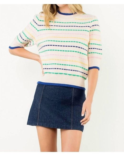 Thml Blue Dotted Line Sweater