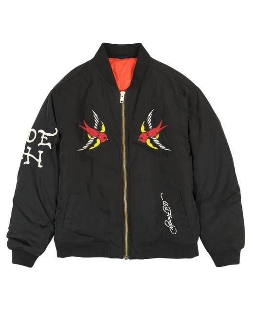 Ed Hardy Black Lks Skull Bomber Jacket for men