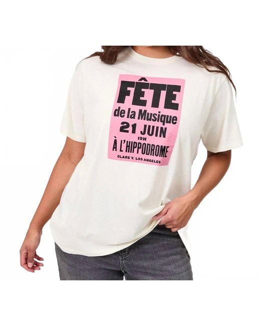 Clare V. Pink Original Tee With Fete De La Musique