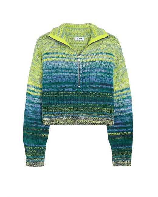 525 America Green Alexa Zipup Sweater In Indigo Multi