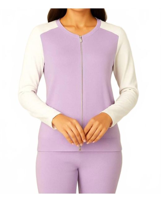 French Kyss Purple Zip Bomber Jacket