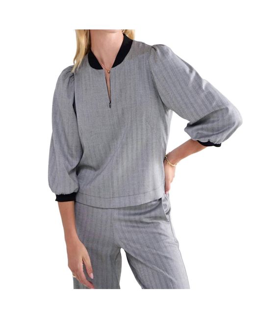 Summum Gray Herringbone Top