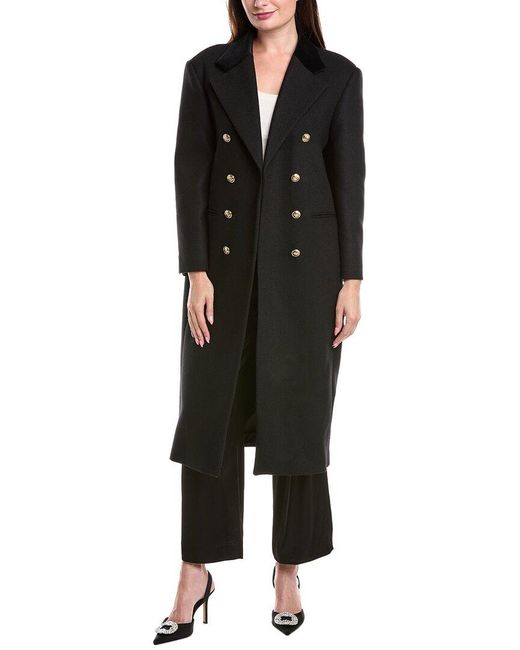 Sandro Black Wool-Blend Coat