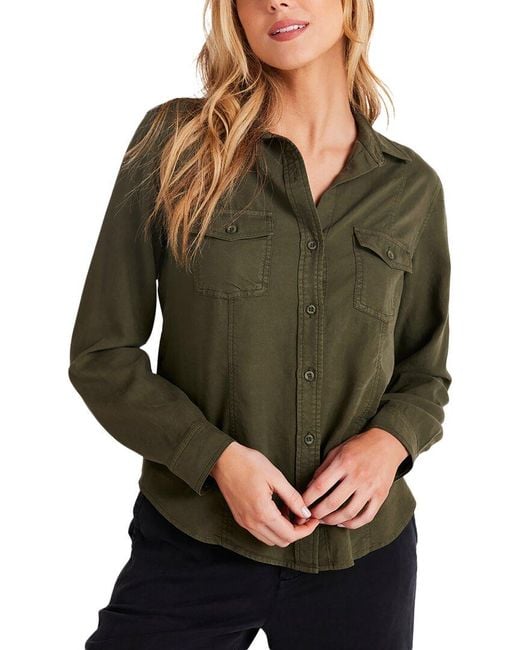 Bella Dahl Green Seamed Button-Up Shirt