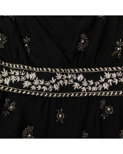 Amiri Black Embellished Silk Chiffon Midi Dress | Lyst
