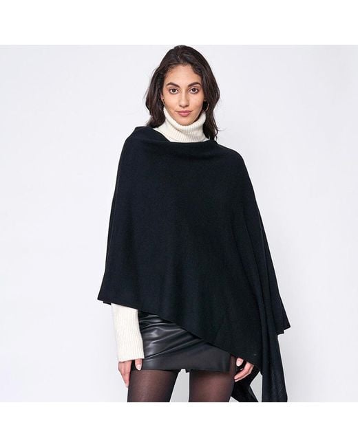 TRUEDAMES Blue Solid Scarf Poncho