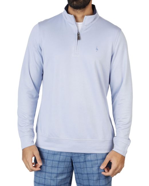 Tailorbyrd Blue Solid Modal Quarter Zip Pullover for men