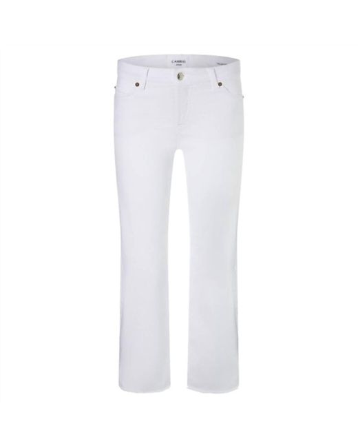 Cambio White Fringe Crop Jeans