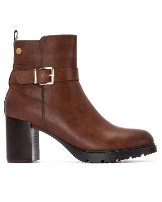 Xti Brown Heeled Booties By