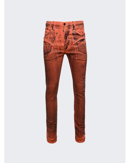 Purple Brand Red Flourescent Orange X-ray Jeans for men
