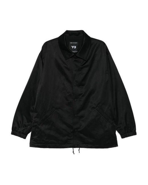 Y-3 Black Zipped Jacket With Press Stud Closure for men