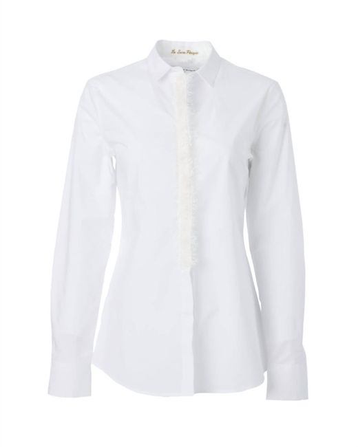 Le Sarte Pettegole White Cotton Shirt With Tinsel Trim