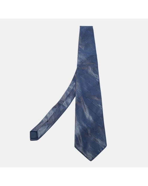 Lanvin Blue Patterned Print Silk Tie for men