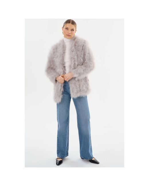 Lamarque Blue Rabea Feather Coat