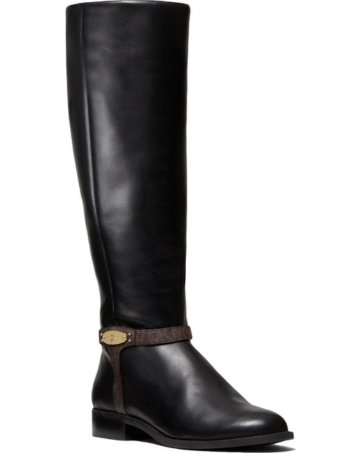 MICHAEL Michael Kors Black Finley Leather Tall Mid-calf Boots
