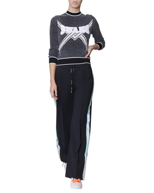 Off-White c/o Virgil Abloh Women's Blue Textured Knit Cropped Sweater