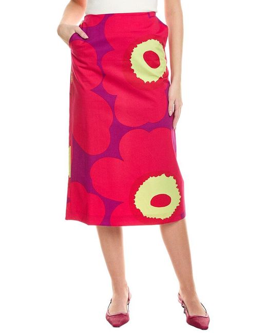 Marimekko Pink Olemus Unikko Midi Skirt