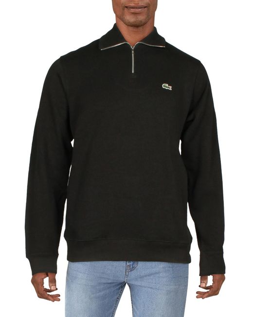Lacoste Black 1/4 Zip Cozy Sweatshirt for men
