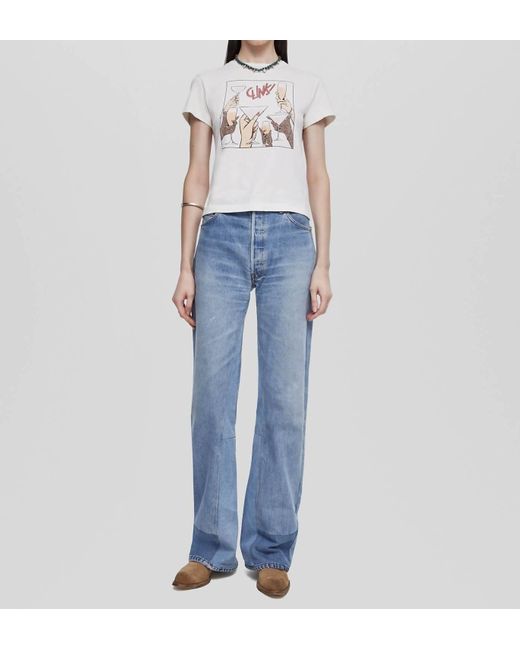 Re/done Blue Classic "Cheers" Tee