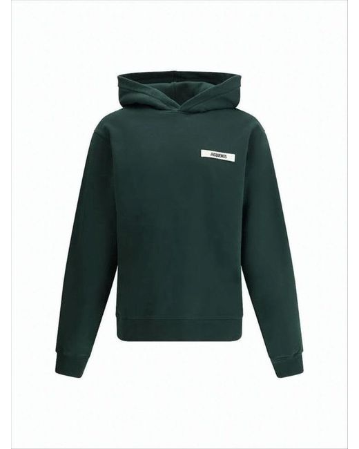 Jacquemus Green Dark Cotton Hooded Sweatshirt With Minimalist Design for men