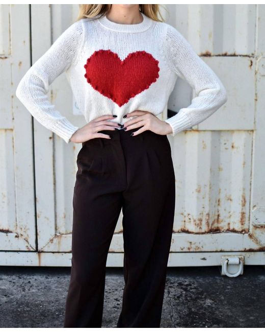 Wooden Ships Gray Beaded Heart Sweater