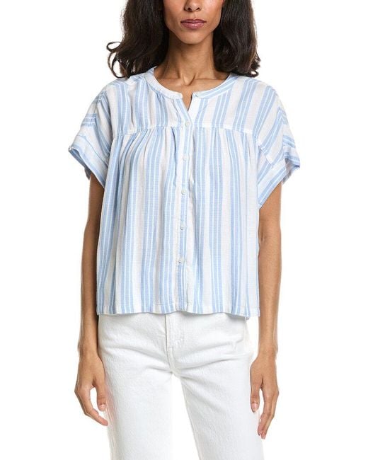Splendid Blue Linen-Blend Top