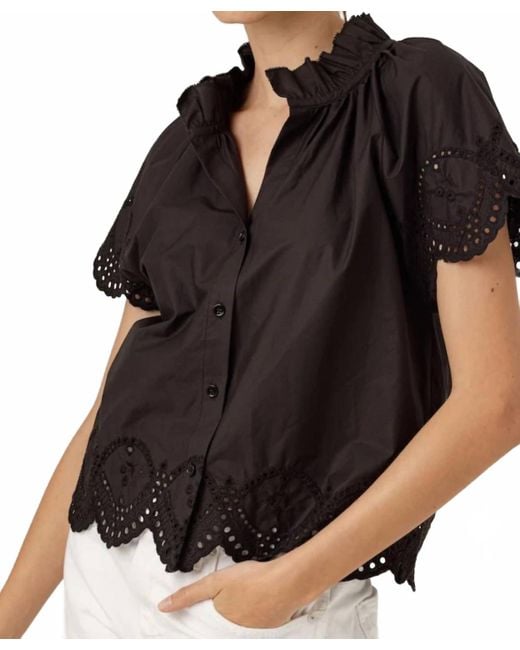 Sundays Black Corinne Button Front Collared Shirt