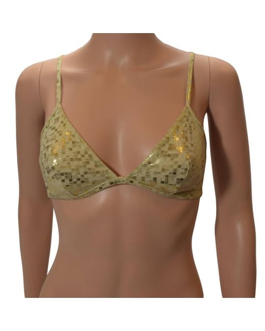 La Perla Metallic Bikini Top In Gold in Green | Lyst