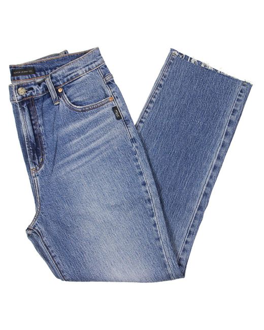 Jag Jeans Blue Highly Desirable High-rise Destroyed Straight Leg Jeans