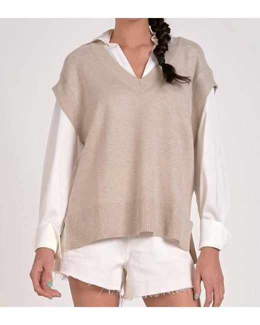 Elan Natural Remy Twofer Sweater Vest